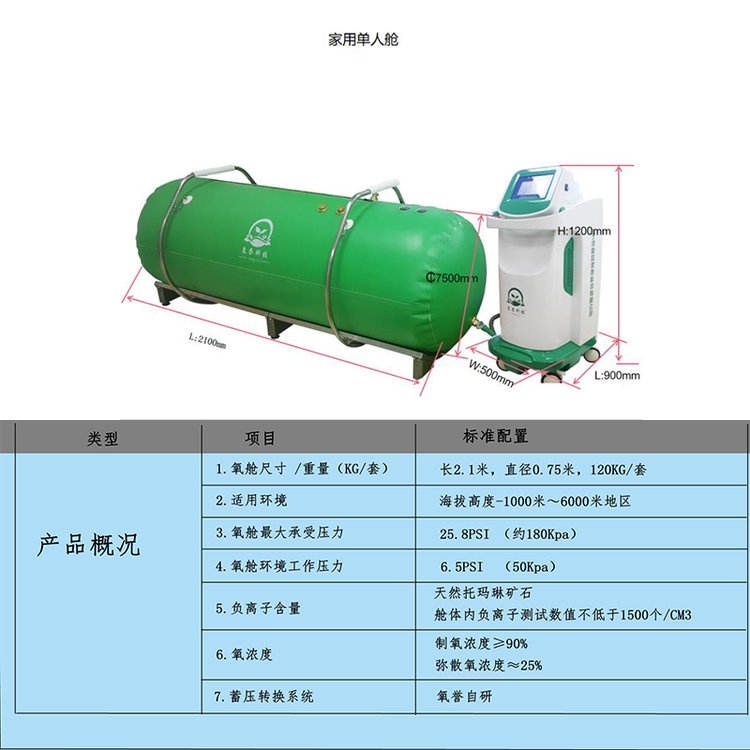 氧譽單人氧艙高原地區(qū)可使用的增壓加氧設(shè)備非醫(yī)用高壓氧艙