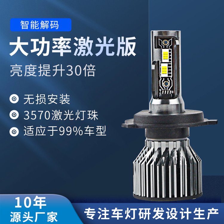 跨境汽車led燈前大燈無損改裝H4遠近通用H7H11超亮聚光車燈泡批發(fā)