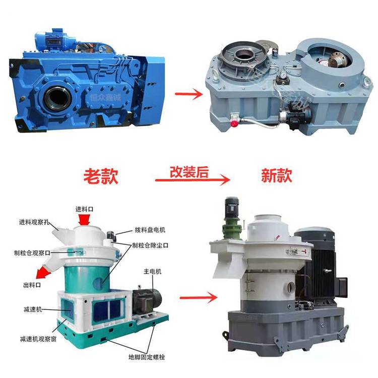 鋸末造粒機(jī)減速機(jī)90KW顆粒機(jī)改132KW齒輪箱