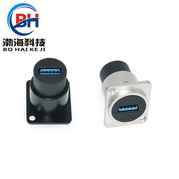 USB3.0連接器工業(yè)面板安裝方形D模塊轉(zhuǎn)換接頭法蘭固定直通接插件