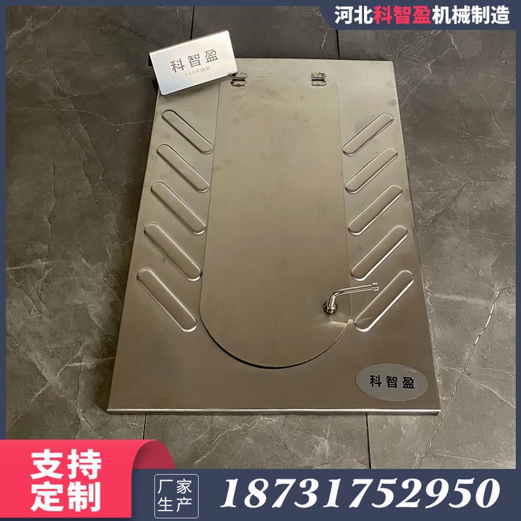 帶蓋光板旱廁蹲便器無(wú)水廁所蹲坑304不銹鋼直排翻蓋便器農(nóng)村廁所