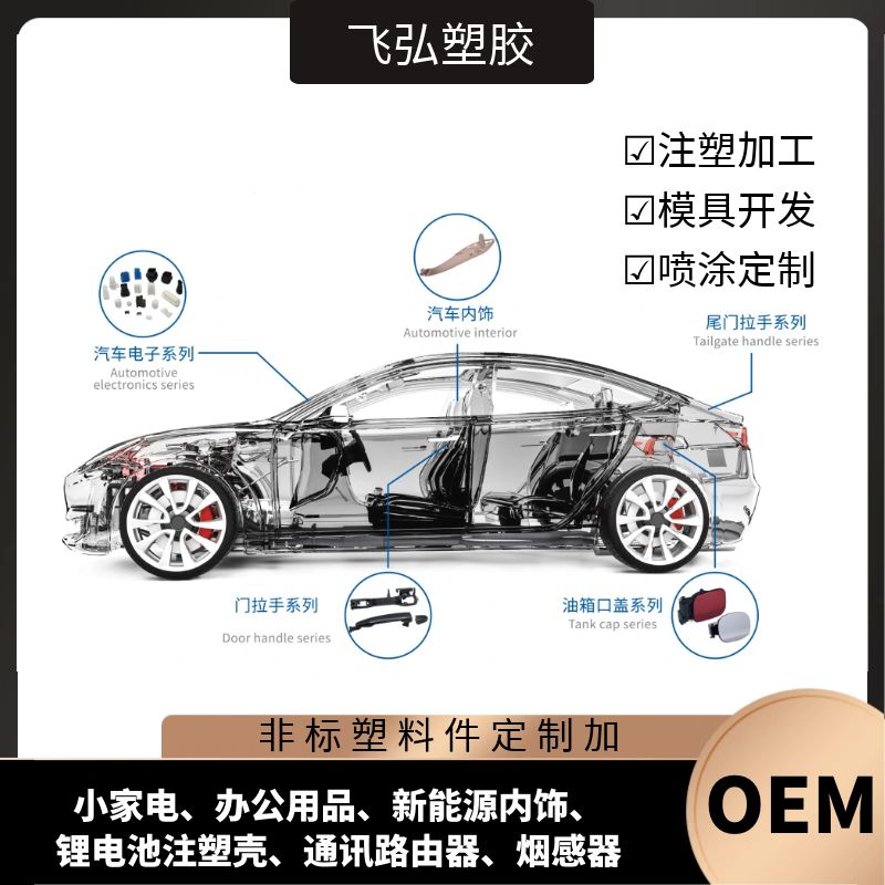 汽車(chē)塑料配件注塑加工廠改性塑料注塑開(kāi)模打樣大貨生產(chǎn)飛弘塑膠