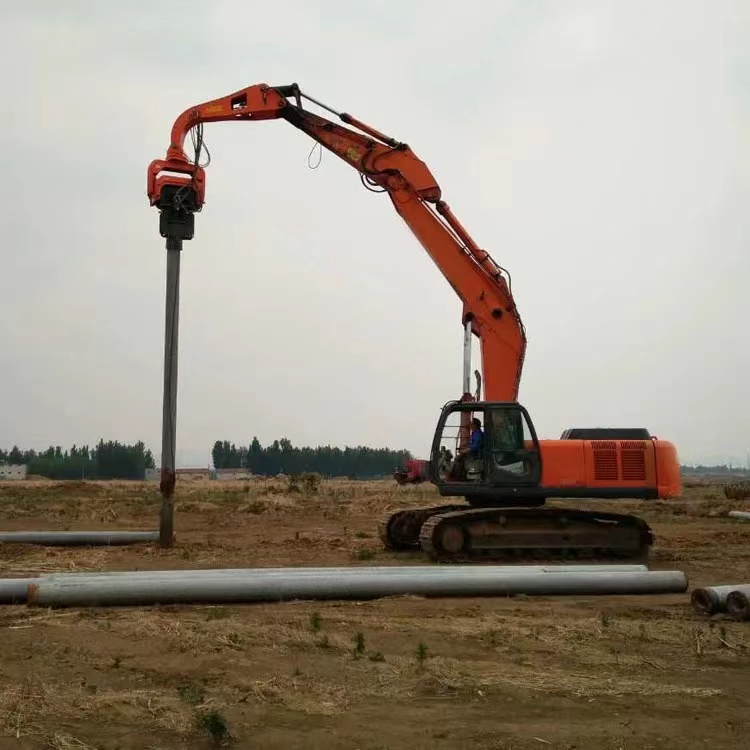 挖機液壓打樁機水泥樁橋梁高頻打樁錘高速公路護欄挖掘機打拔樁錘