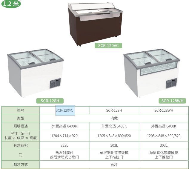 松下冷柜冰淇淋底柜SCR-120VC松洋工廠正品供應