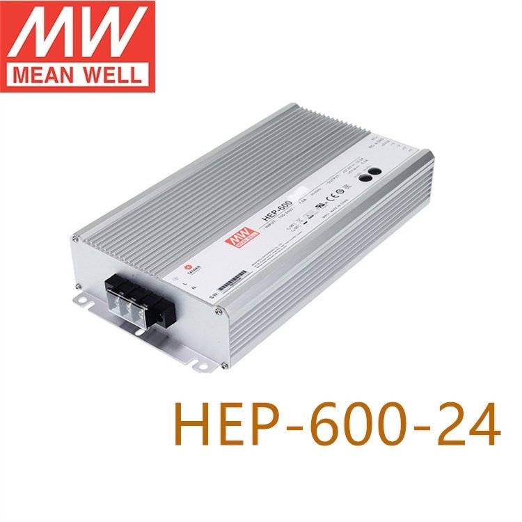 HEP-600-24600WDC24V25A無風扇全密封高效率帶PFC明緯電源