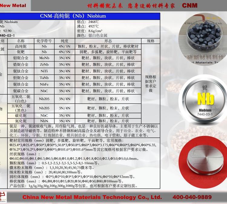 【雙十一活動】鈮靶鈮進口原材料濺射靶材7440-03-1Nb中金研