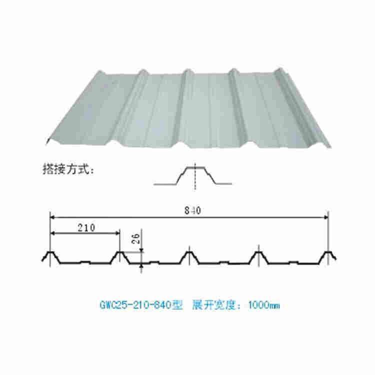 YX14-63.5-825型波紋板碧瀾天彩鋼壓型板鍍鋁鋅弧型板825起拱板