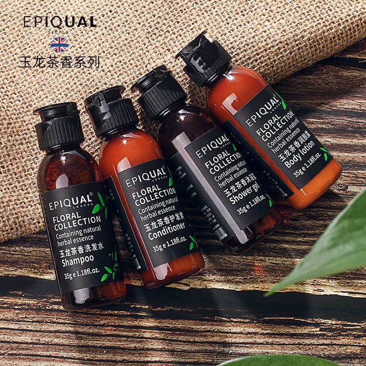 EPIQUAL品牌35g玉龍茶香酒店一次性用品洗浴洗發(fā)露沐浴露OEM定制