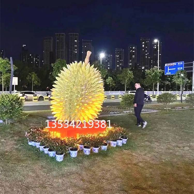 海南種植園水果雕塑標識玻璃鋼仿真大榴蓮塑像標志