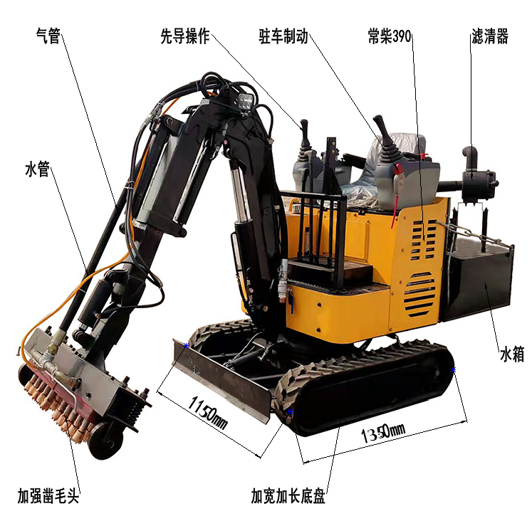 多功能隧道鑿毛機履帶式拉毛機車載式小邊墻剔鑿設(shè)備