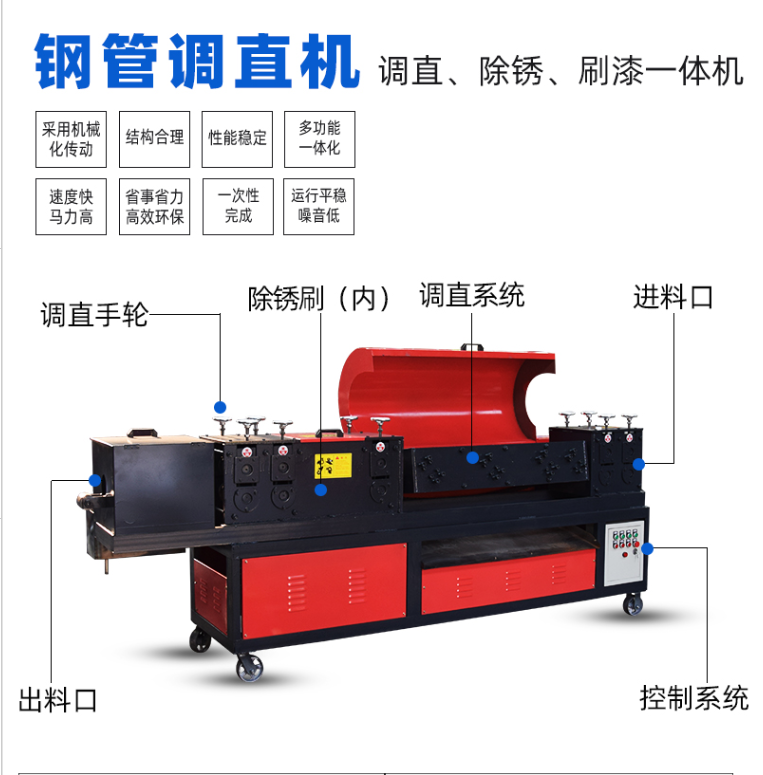 多功能廢舊管調(diào)直機(jī)建筑鋼管全自動矯直機(jī)海匯機(jī)械雙曲線8輪