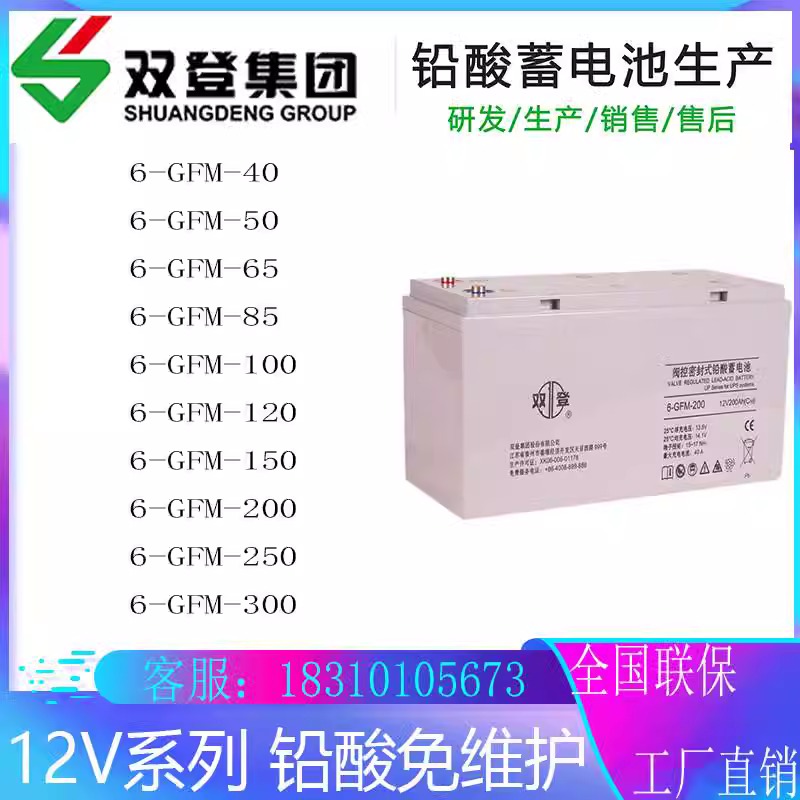 雙登蓄電池6-GFM-100UPS直流屏電源外接免維護鉛酸電池12V100AH