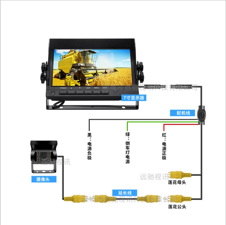 遠(yuǎn)馳客車，貨車7寸U型支架車載顯示器IPS全視角