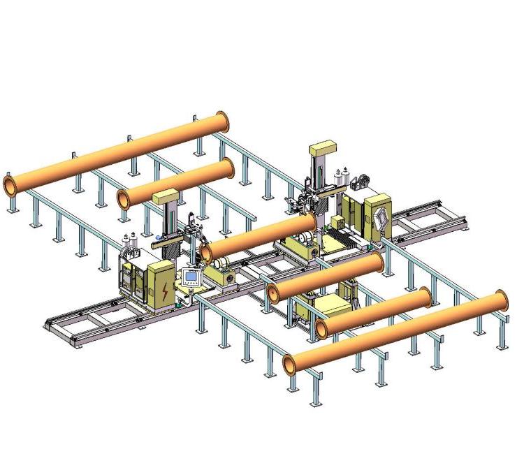 管道法蘭預(yù)制自動焊機焊接設(shè)備直管-內(nèi)外角焊,四槍同步焊接