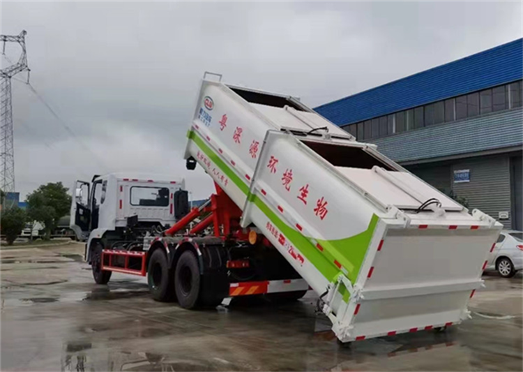 東風(fēng)天錦勾臂污泥車(chē)可自卸后傾翻卸料車(chē)廂可卸式垃圾清運(yùn)車(chē)