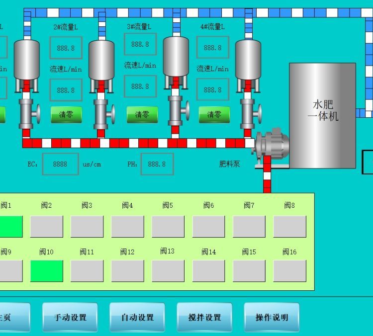 7寸觸摸屏水肥機(jī)控制器水肥一體機(jī)系統(tǒng)可帶4路注肥調(diào)節(jié)施肥速率