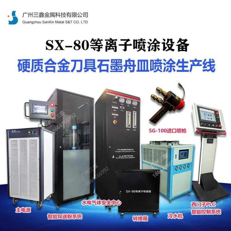 三鑫硬質合金刀具刀片石墨舟皿噴涂生產線SX-80等離子噴涂設備