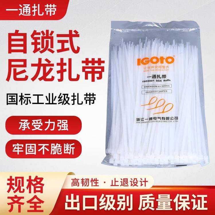 一通扎帶尼龍塑料捆扎自鎖式強(qiáng)力卡扣封條固定白色捆線帶束線帶