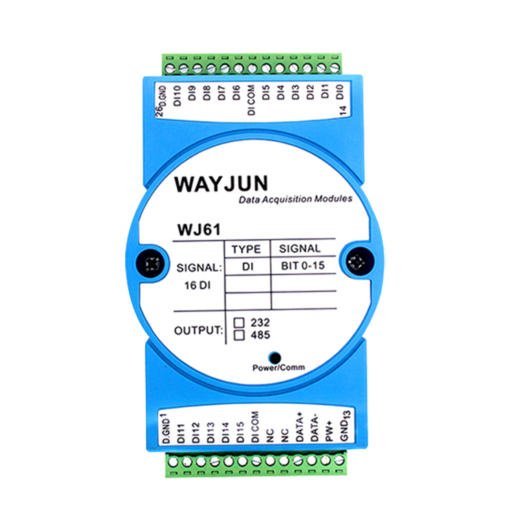 16路DI開(kāi)關(guān)量\/干接點(diǎn)信號(hào)轉(zhuǎn)RS485\/232遠(yuǎn)程IO模塊Modbus協(xié)議WJ61