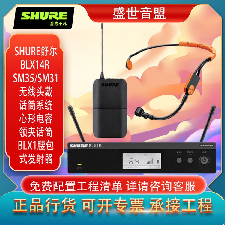 舒爾SHUREBLX14RSM35\/SM31無(wú)線頭戴話筒系統(tǒng)心形電容領(lǐng)夾麥克風(fēng)