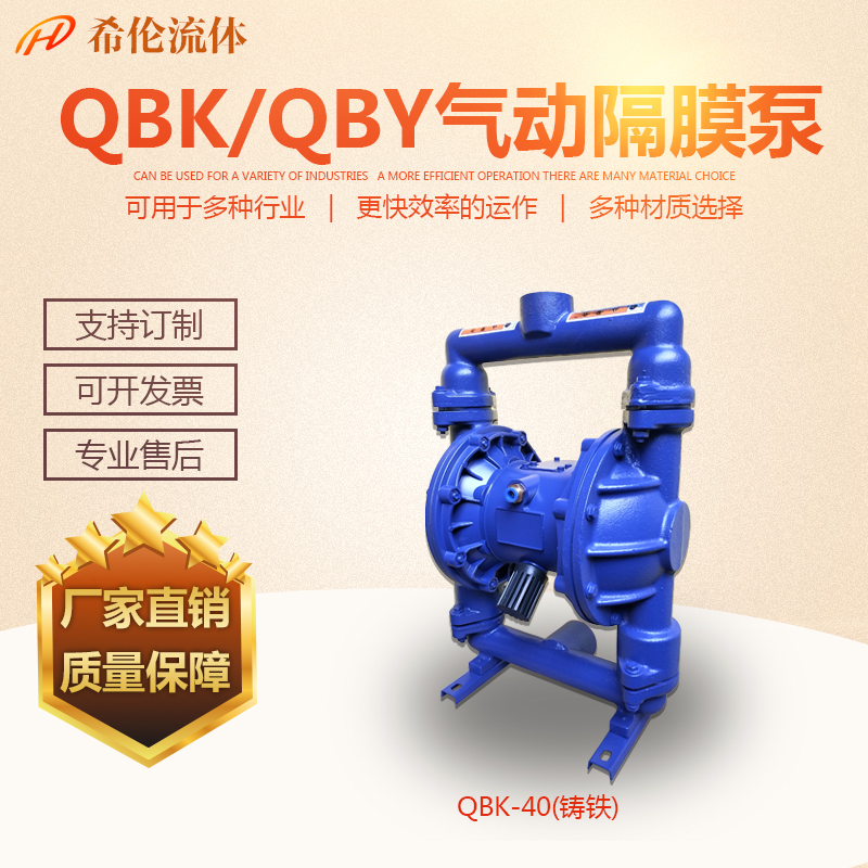 氣動隔膜泵不銹鋼QBY-40鑄鐵鋁合金塑料襯氟PVDF耐腐蝕