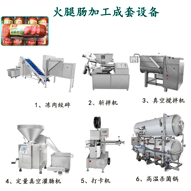 高溫腸火腿腸成套加工設(shè)備自動(dòng)化操作生產(chǎn)量大臘腸加工流水線